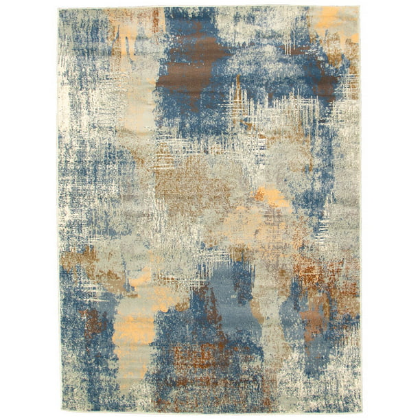 Collage Casual Blue Rug 5'2 x 8'5 306142 Area Rug for Living Room Bedroom eCarpet Gallery Hand-Knotted 